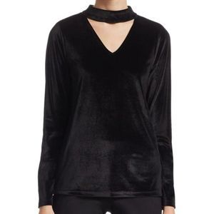 Scripted Black Velvet Choker Top- S
